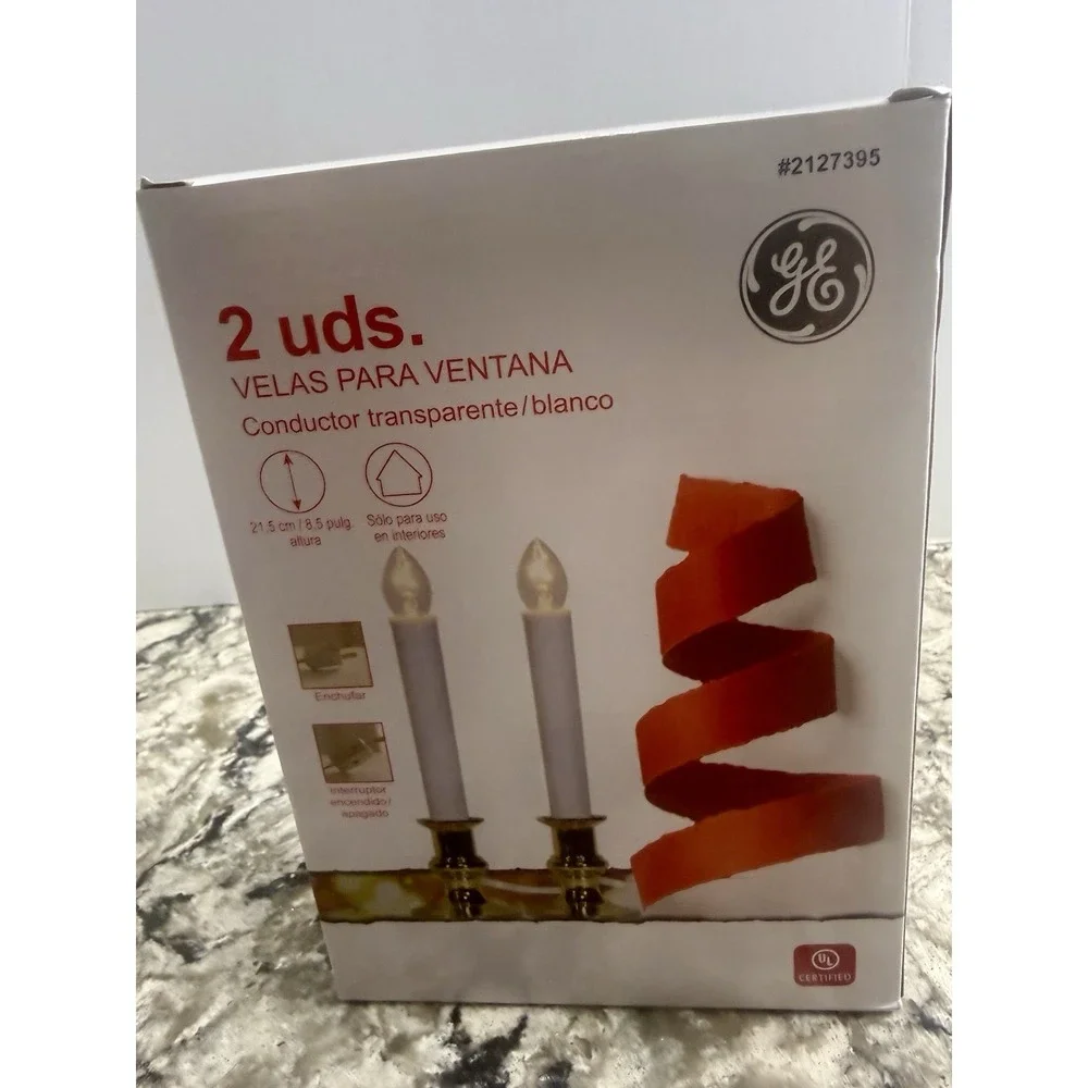 GE 2 Pack Window Candles Clear White Wire Christmas Wedding Holiday Decor NEW